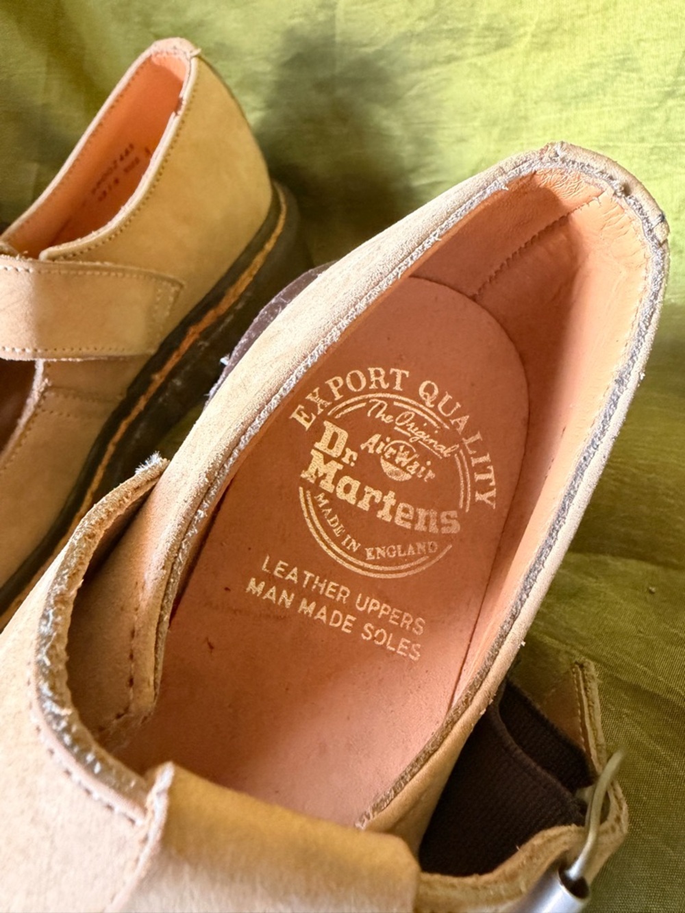 VINTAGE Deadstock Dr.Martens L314 Mustard Yellow Nubuck T-Bar Mary Janes MIE NWT - Picture 5 of 8